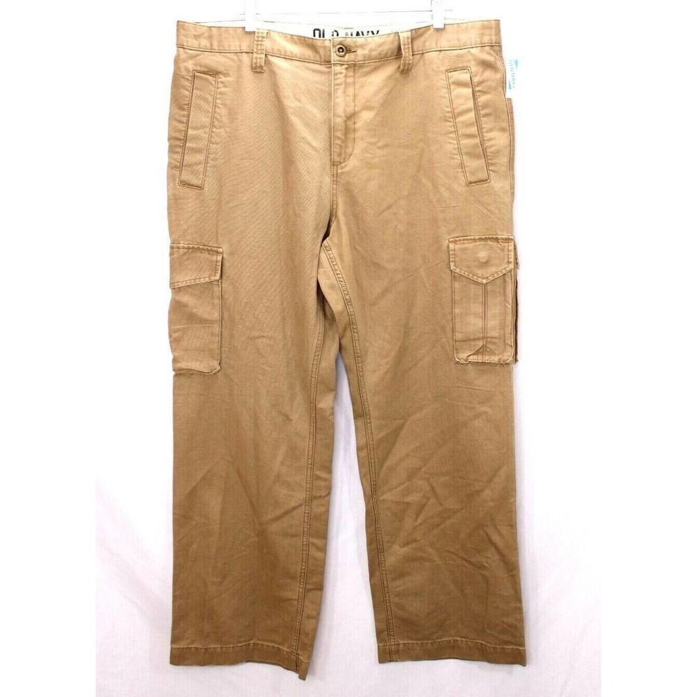 OLD NAVY LOOSE CARGO PANTS Men's SIZE 38x32 Tan Khaki NWT
